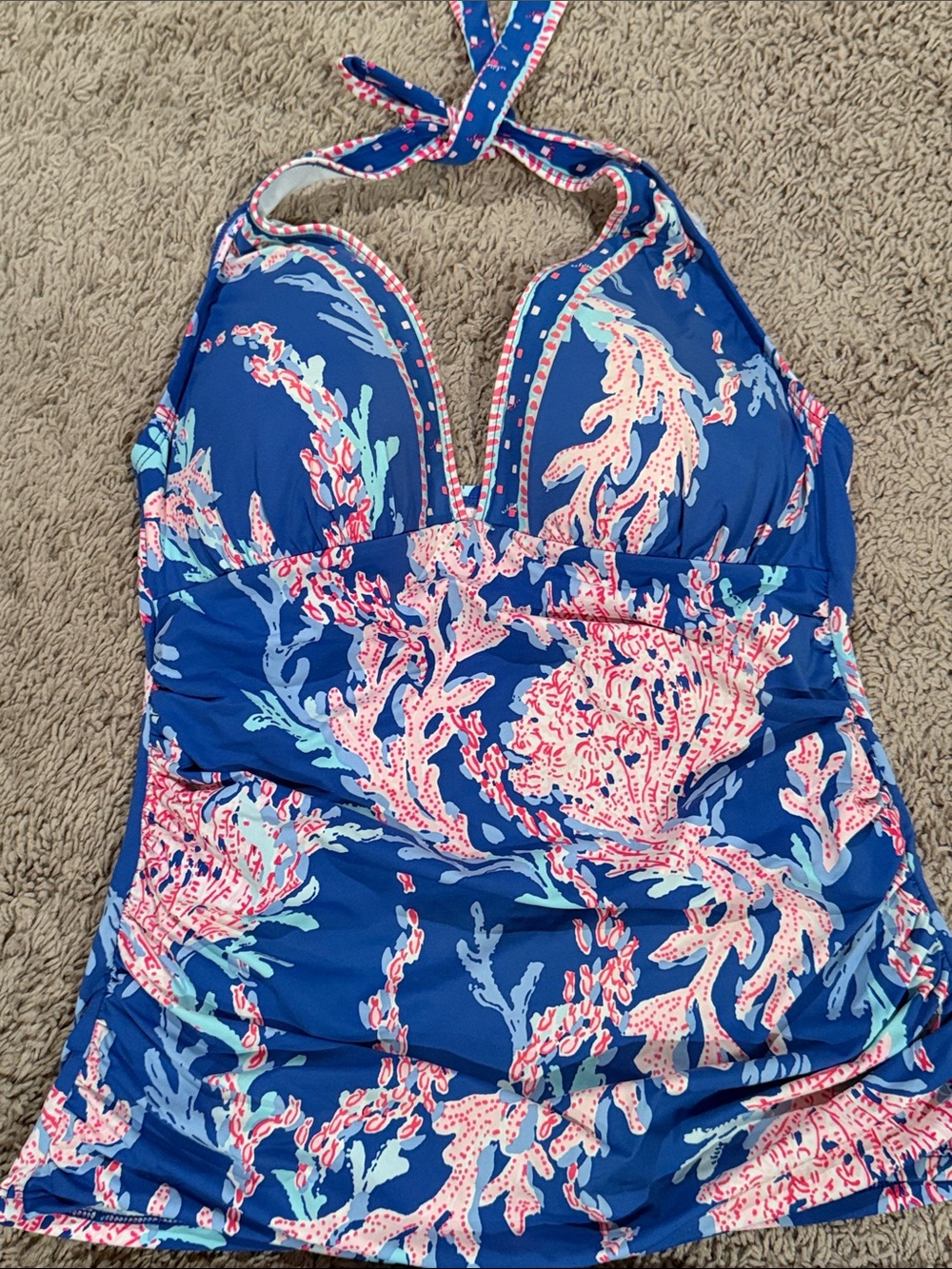 Lilly Pulitzer two-piece tankini swimsuit top and sarong bikini bottom 10 blue - Picture 3 of 4